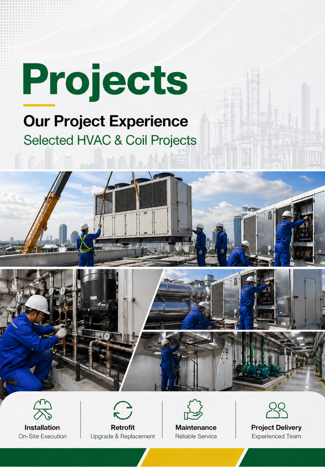 Headline Projects CIKAMI yang menampilkan pengalaman proyek HVAC, installation, retrofit, maintenance, dan project delivery