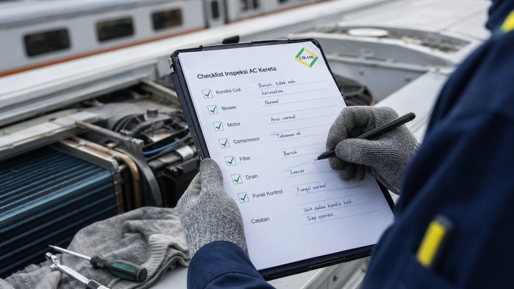 checklist pemeriksaan ac kereta api coil blower motor compressor