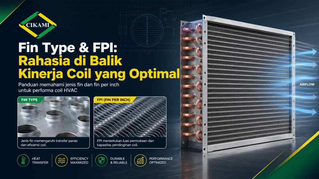 Ilustrasi fin type dan FPI pada coil HVAC untuk memahami pengaruh jenis sirip dan fin per inch terhadap efisiensi heat transfer