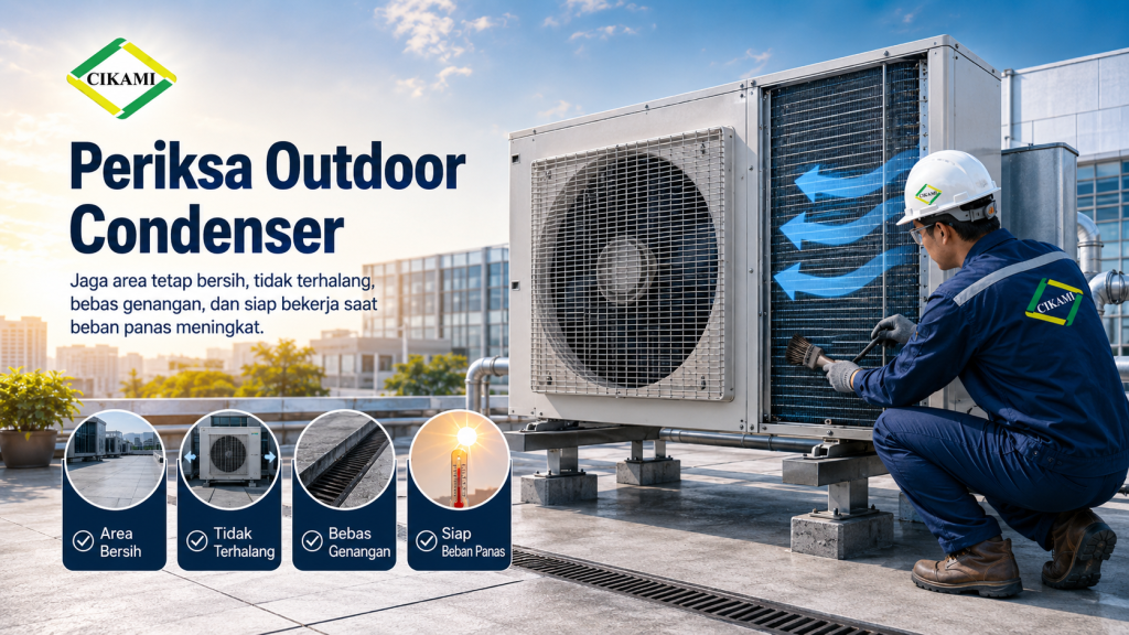 pemeriksaan outdoor condenser hvac saat cuaca ekstrem