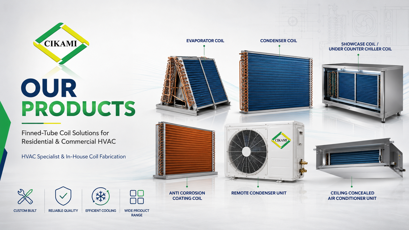 produk coil hvac cikami evaporator condenser anti corrosion remote condenser