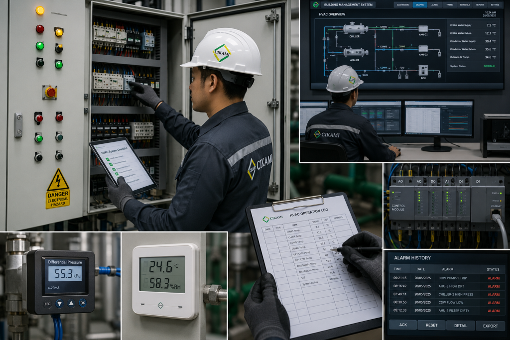 pengecekan control panel dan data operasional HVAC gedung