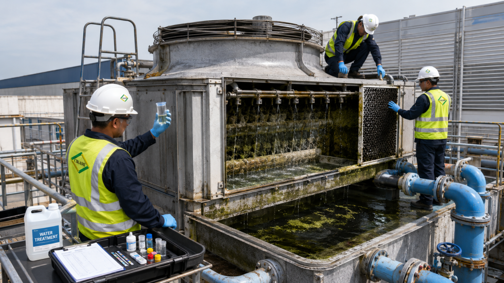 cooling tower maintenance pada water cooled chiller tidak dingin