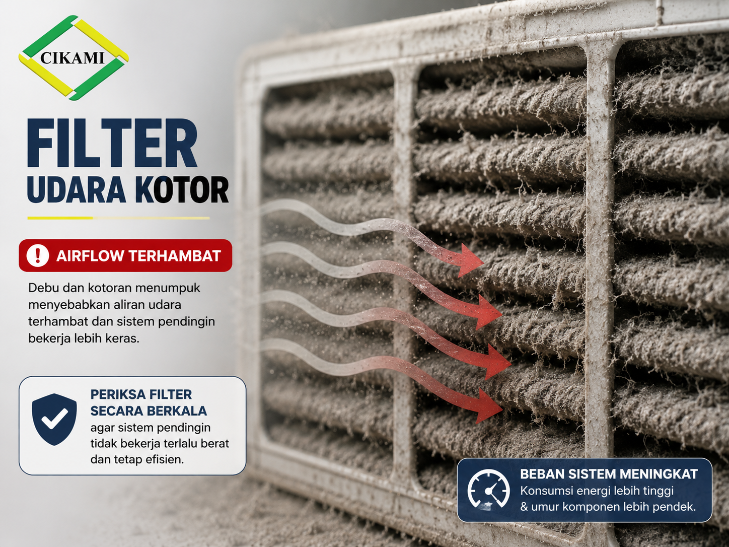 filter udara kotor menghambat airflow ac gedung