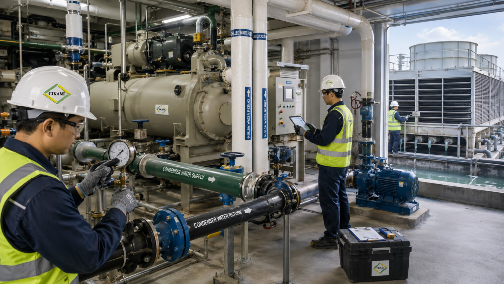 maintenance chiller plant dan cooling tower pada sistem HVAC gedung