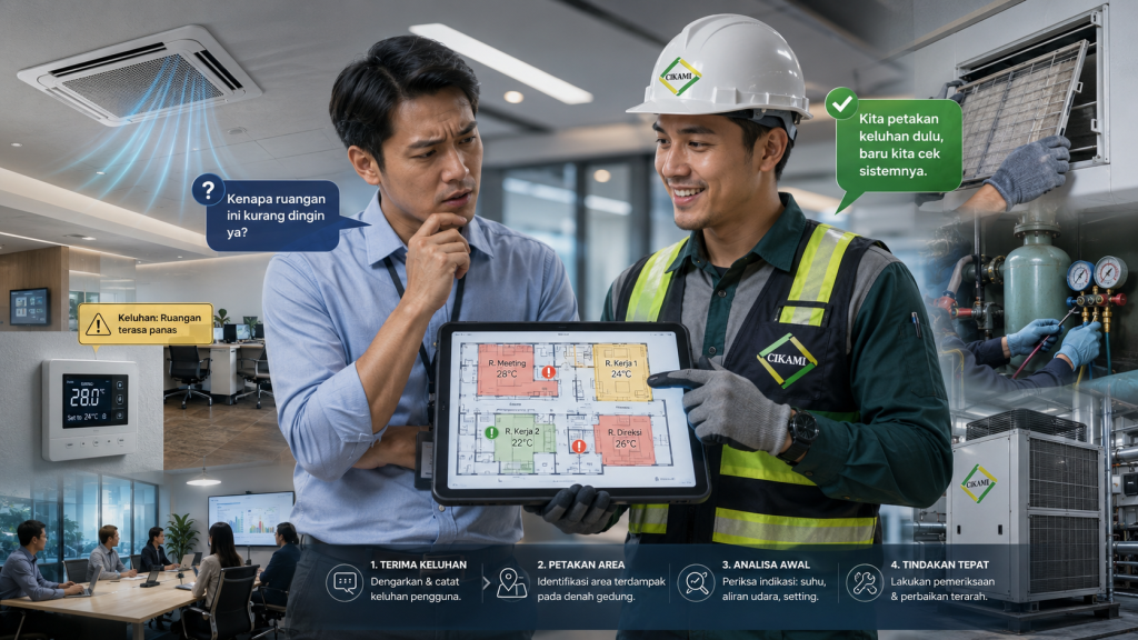 mapping keluhan AC gedung sebelum maintenance HVAC