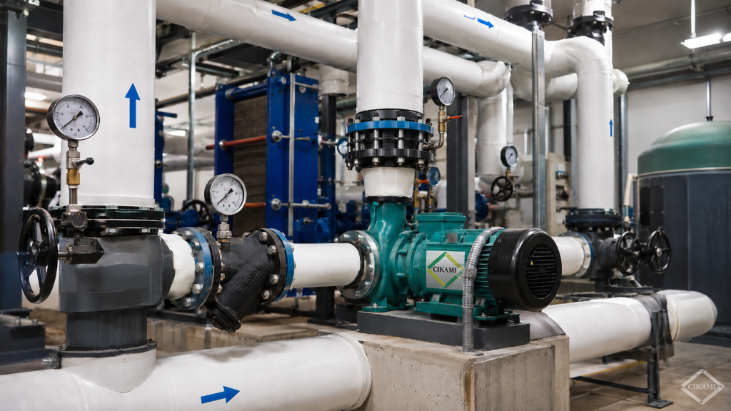pump piping valve dan water flow pada sistem HVAC existing