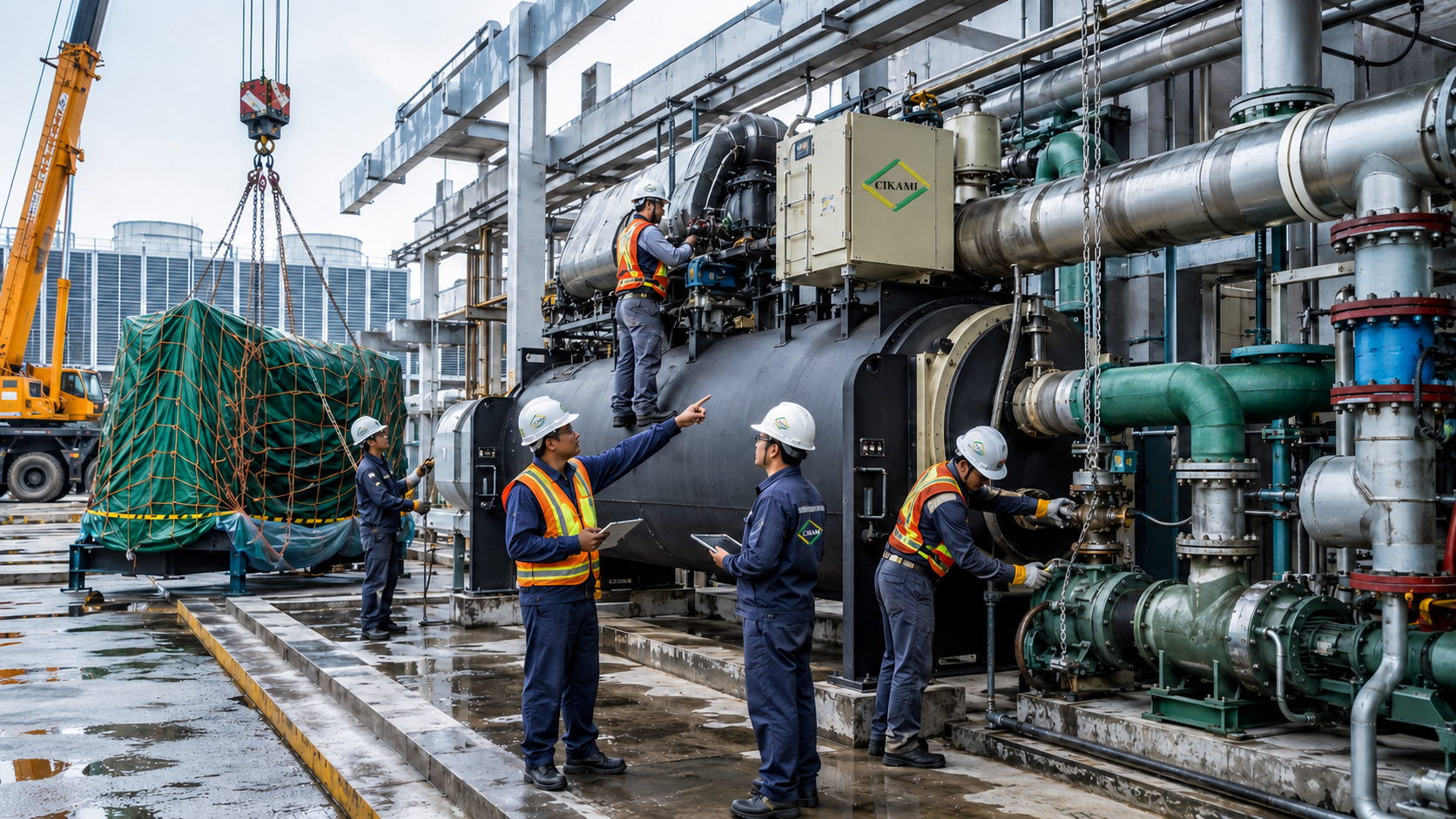 retrofit chiller plant hvac existing gedung industri