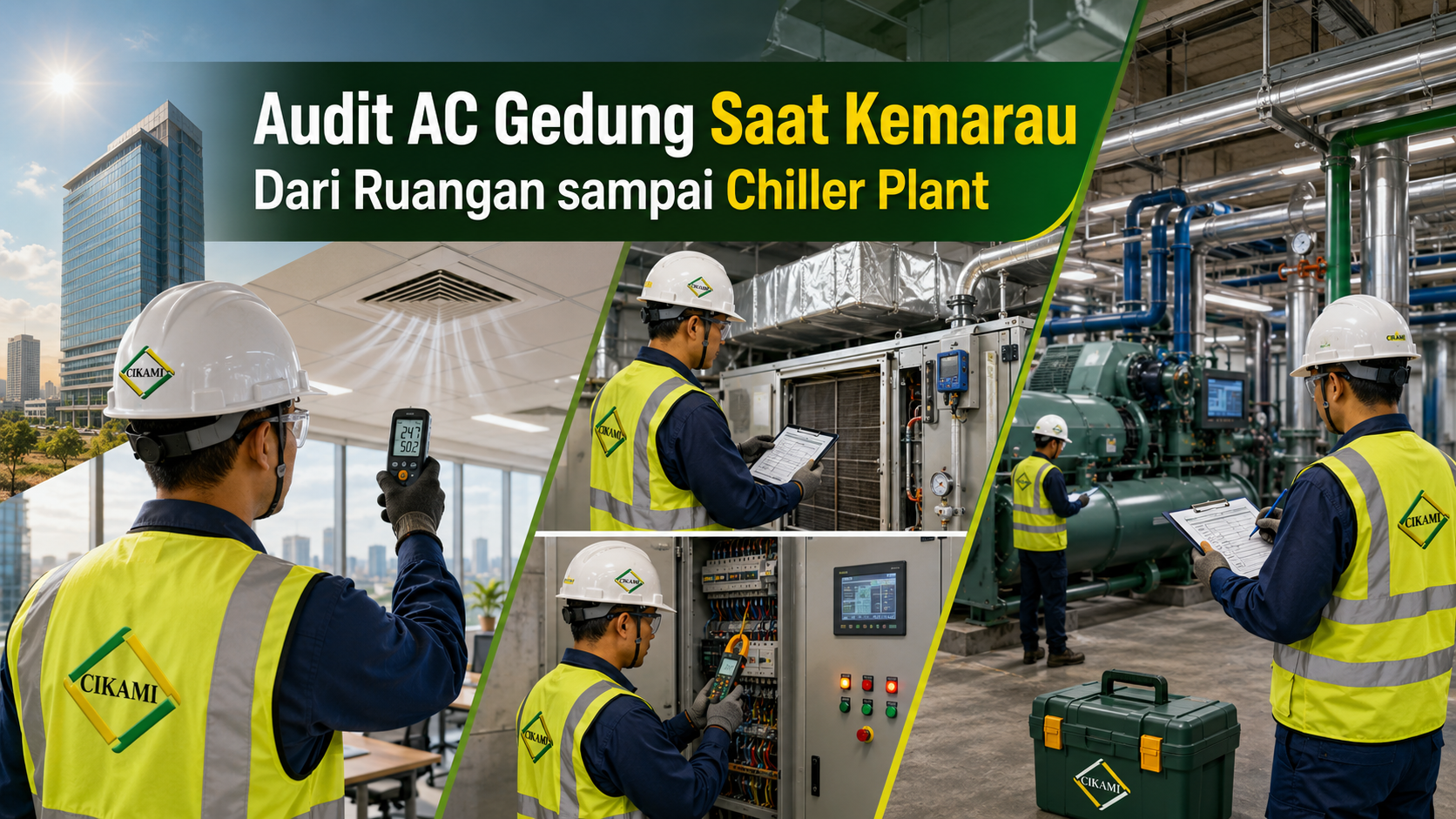 audit AC gedung saat kemarau dari ruangan AHU sampai chiller plant