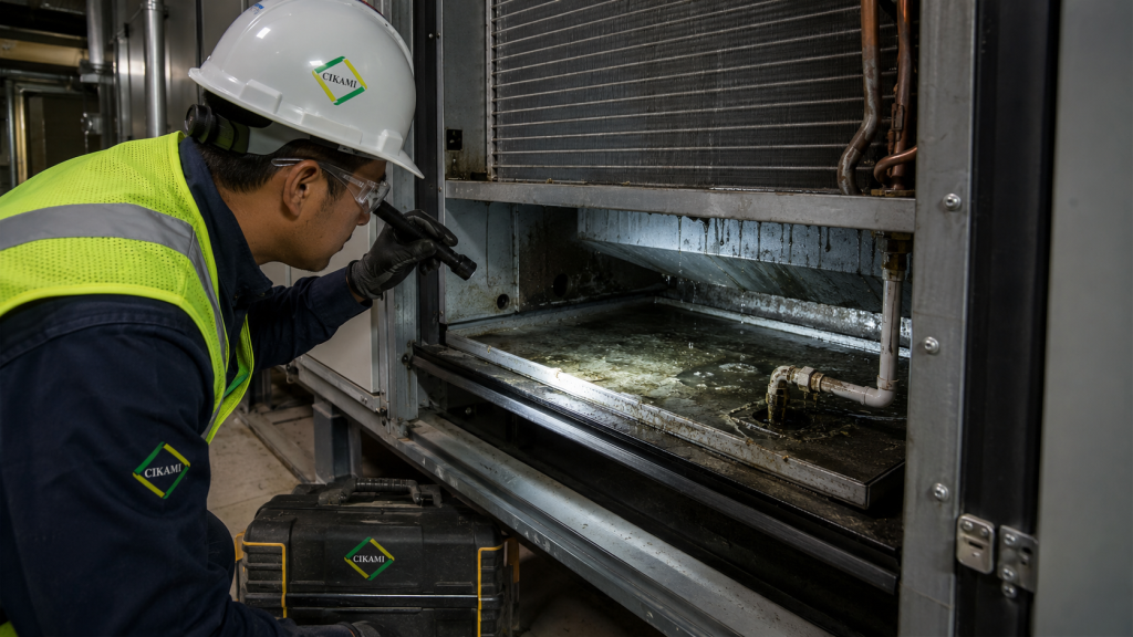 drain pan dan saluran kondensasi evaporator coil mampet