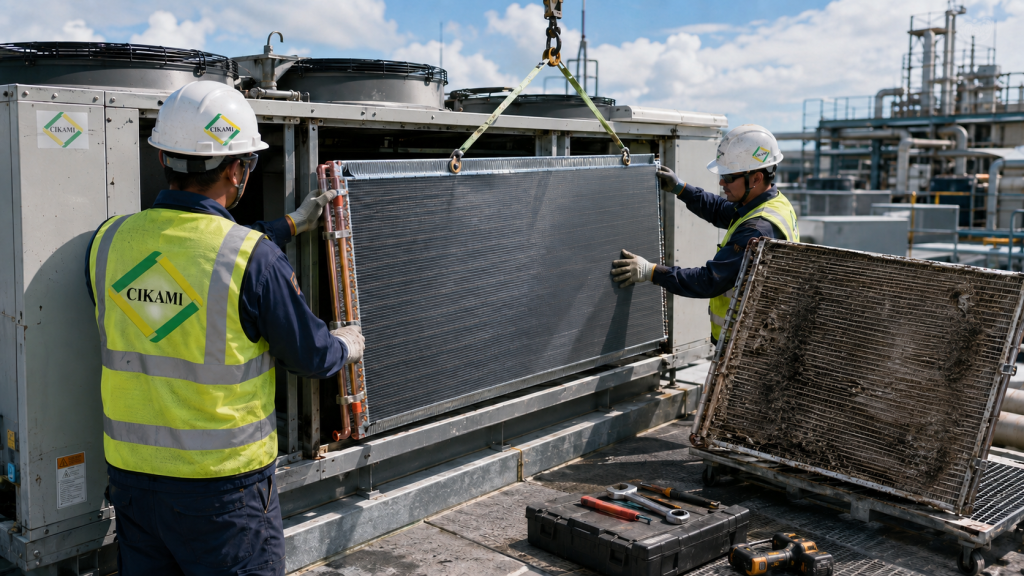 replacement condenser coil custom untuk outdoor unit dan air cooled chiller