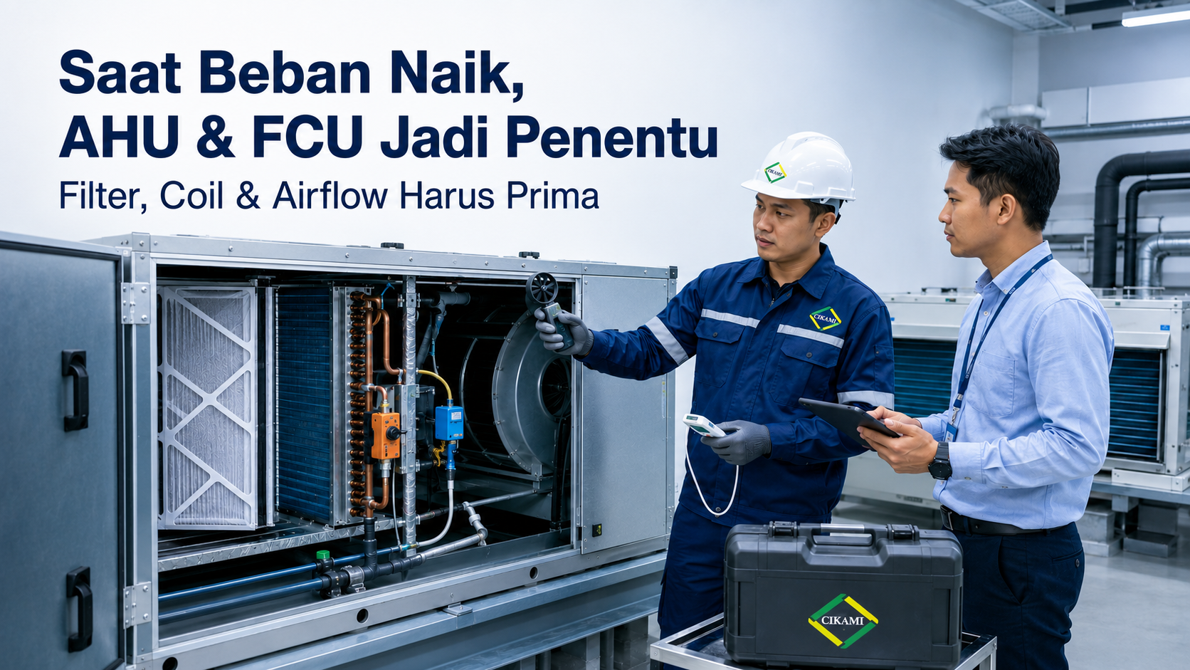 AHU dan FCU saat beban pendinginan naik perlu cek filter cooling coil blower drain valve dan airflow