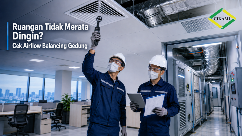 airflow balancing gedung untuk cek diffuser damper ducting return air AHU dan FCU