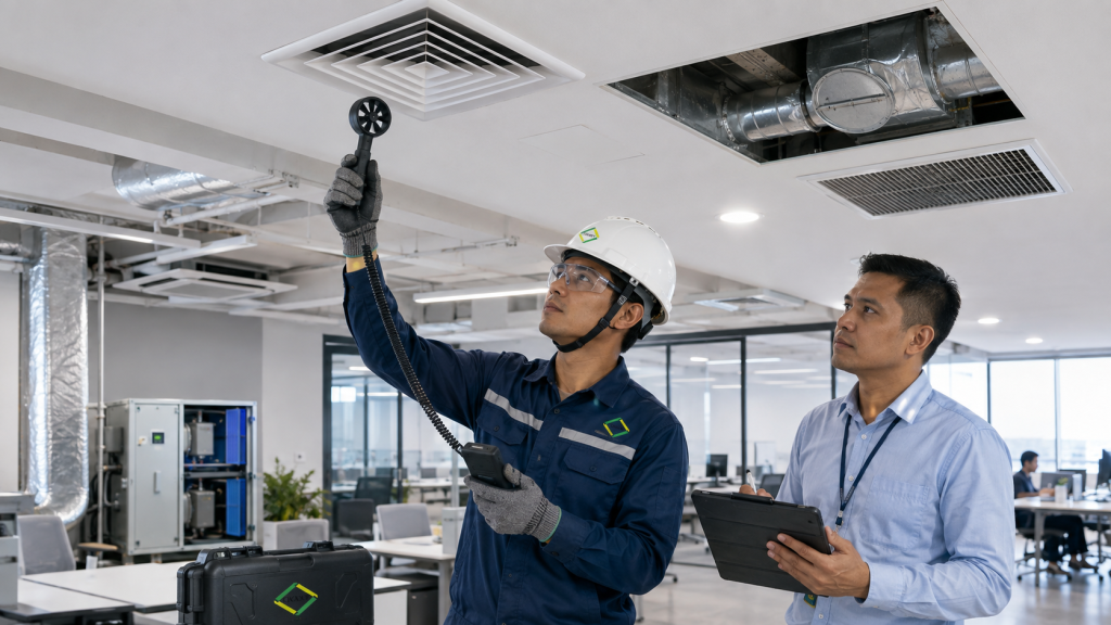 cek airflow dan distribusi udara saat keluhan AC gedung berulang
