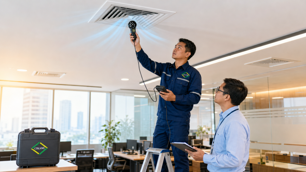cek airflow diffuser pada ruangan panas saat siang hari