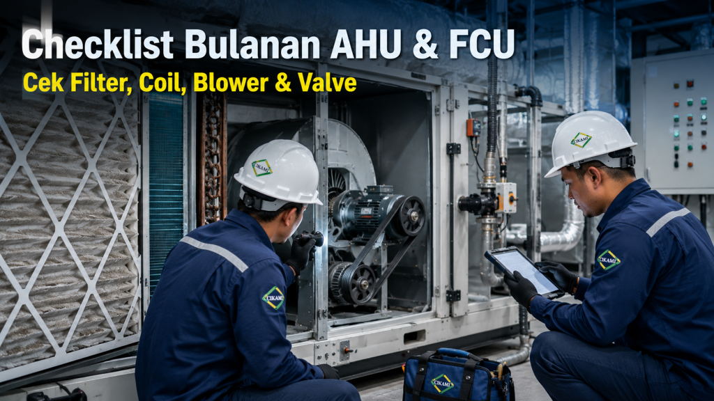 checklist bulanan AHU FCU filter cooling coil blower valve actuator dan sensor