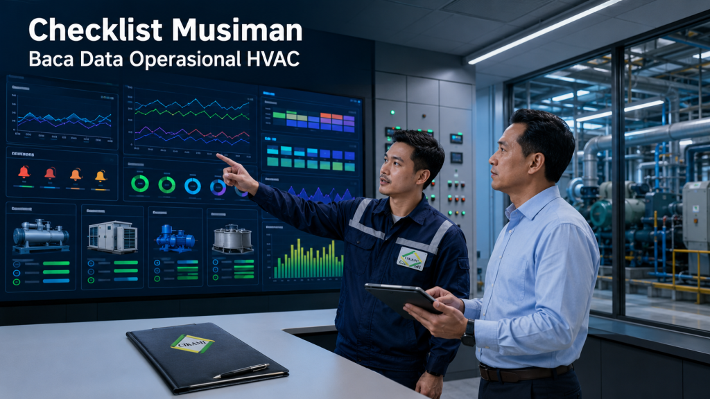 checklist musiman maintenance HVAC gedung dengan data operasional BAS BMS control system