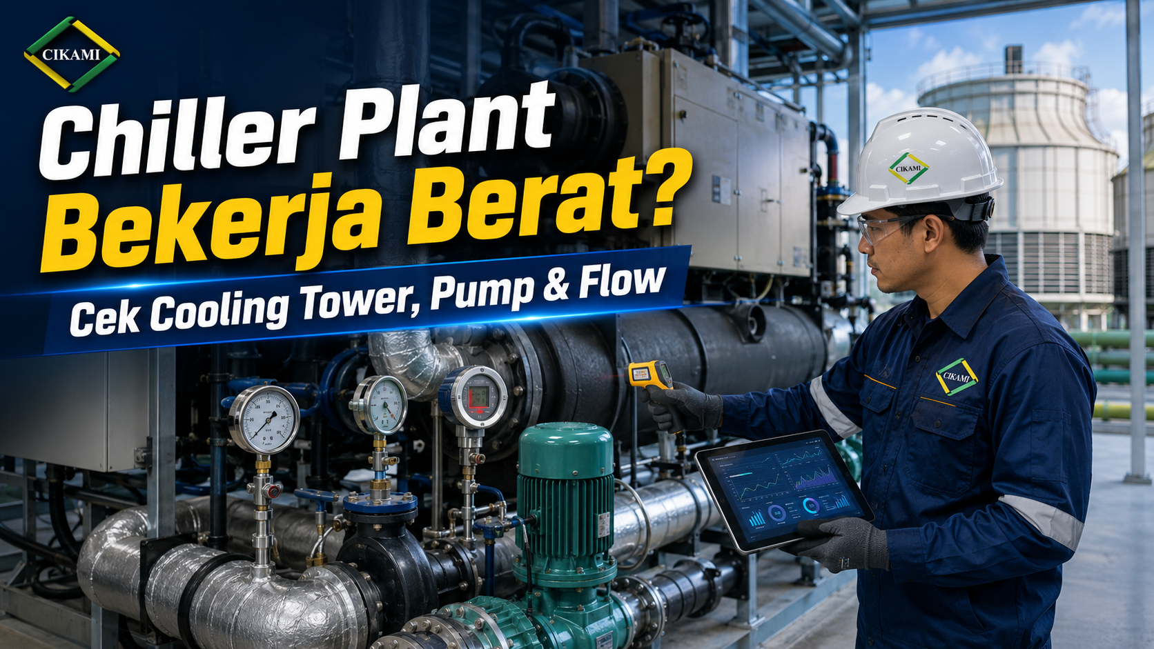 chiller plant saat kemarau perlu cek cooling tower pump dan water flow