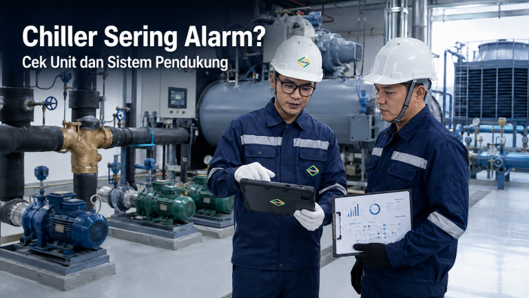 chiller sering alarm perlu cek chilled water flow pump valve strainer sensor dan control system