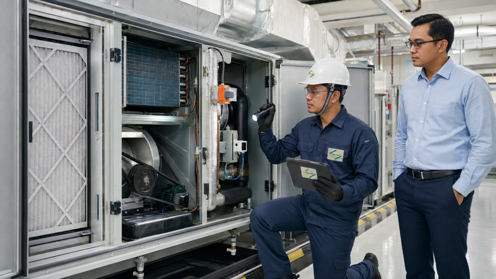 cleaning AHU dan FCU tidak selalu cukup jika blower valve sensor atau coil bermasalah