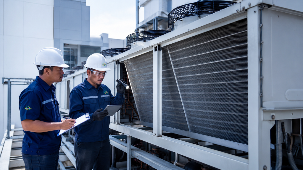 cek condenser coil air cooled chiller saat chiller boros