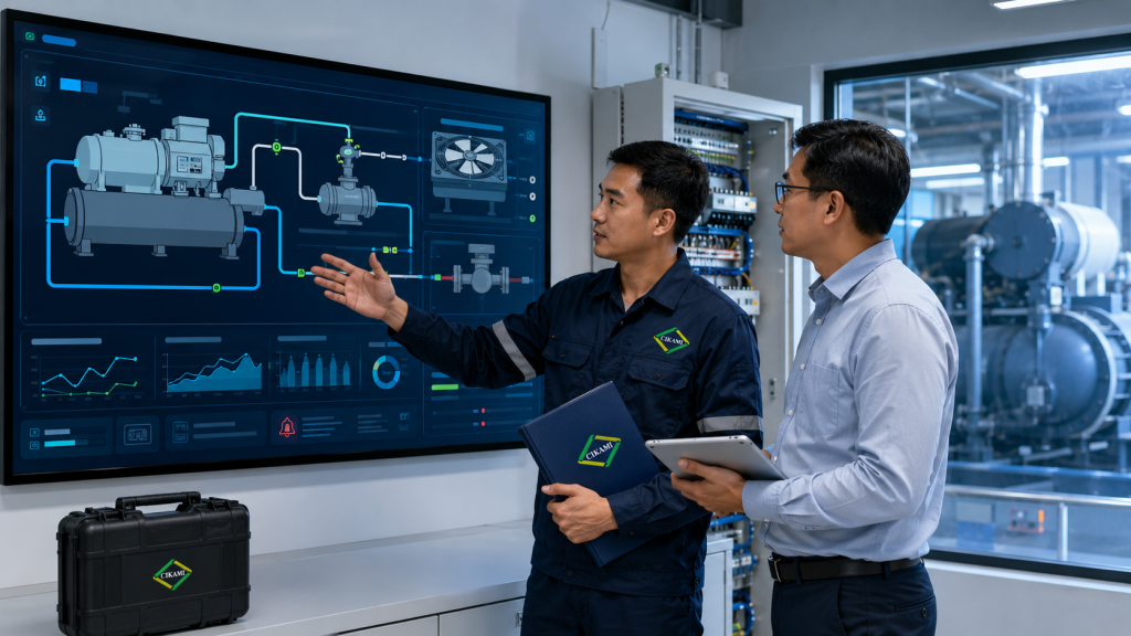 control system chiller plant untuk cek set point sequence pump dan cooling tower