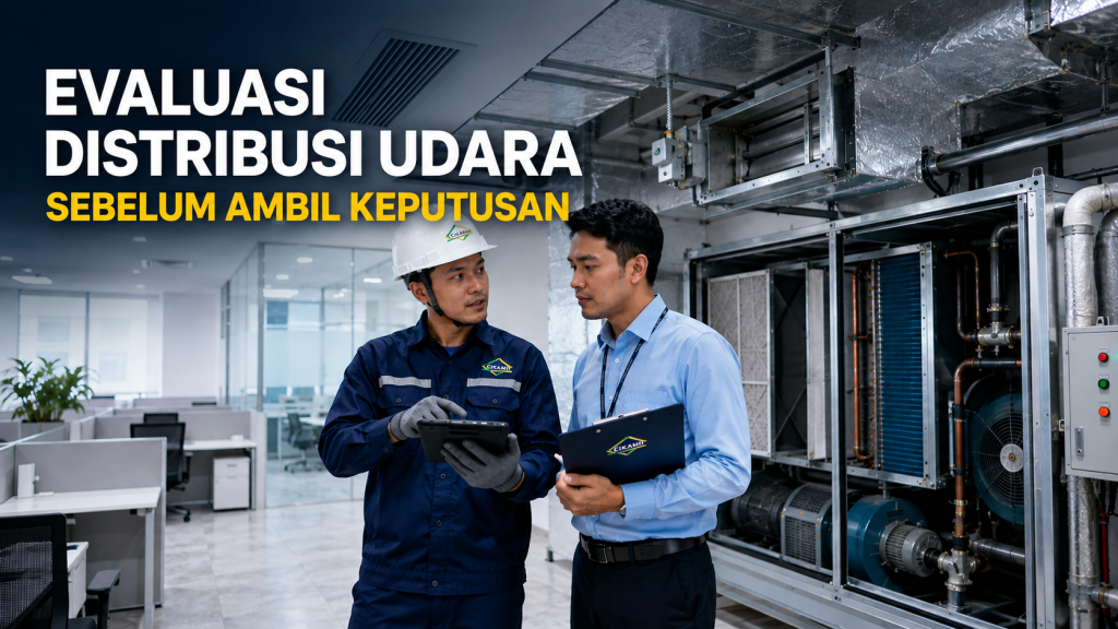 evaluasi airflow balancing gedung CIKAMI untuk diffuser damper ducting AHU FCU dan return air