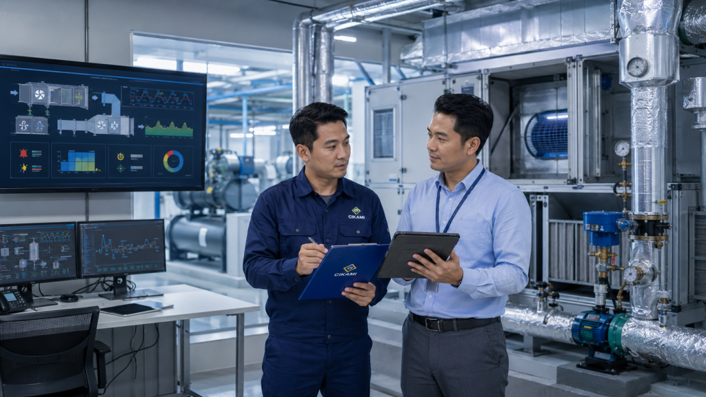 evaluasi balancing HVAC gedung CIKAMI untuk ruangan tetap panas meski set point AC rendah