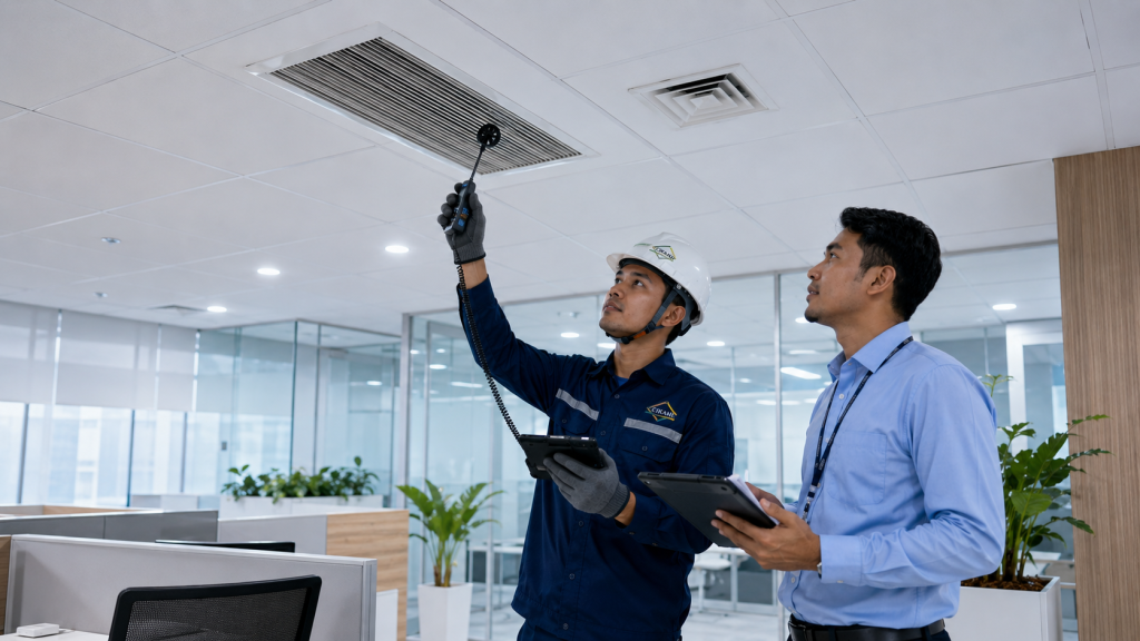 cek return air dan sirkulasi udara gedung saat airflow tidak seimbang