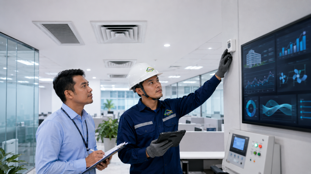 cek sensor thermostat dan control system saat airflow ruangan tidak seimbang