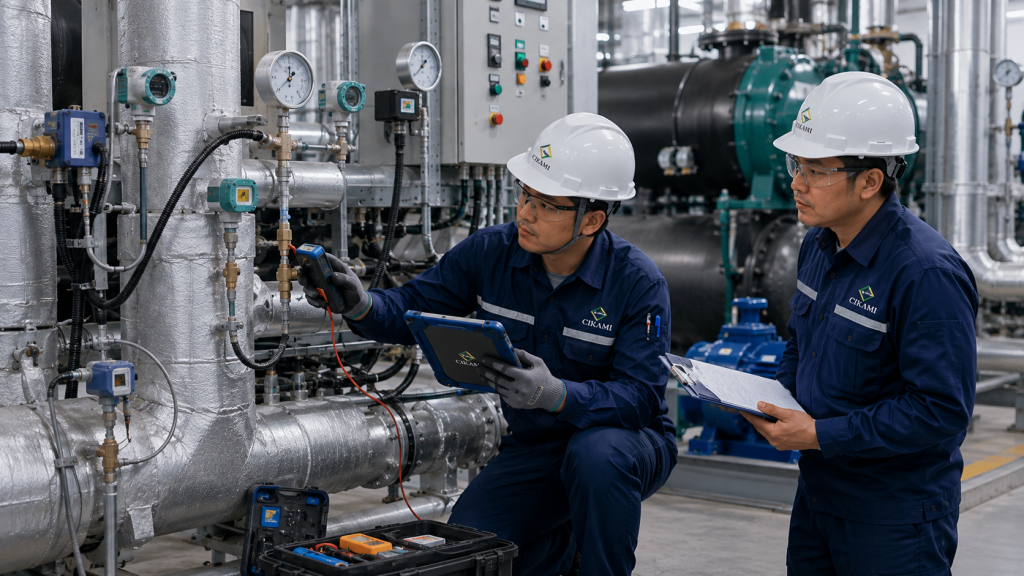 cek sensor temperature pressure flow switch dan instrumentasi chiller