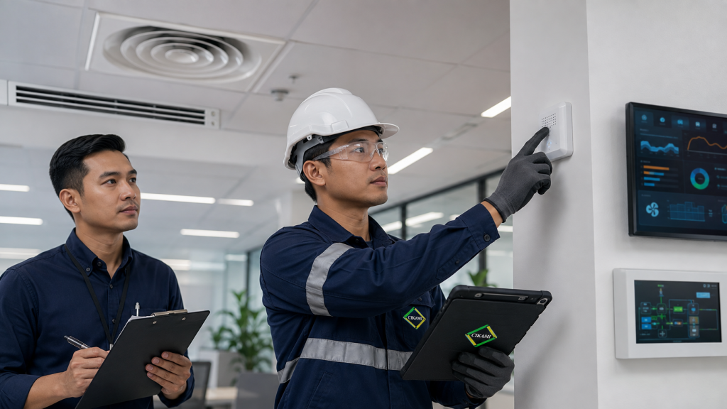 cek sensor thermostat dan control system saat keluhan AC gedung berulang
