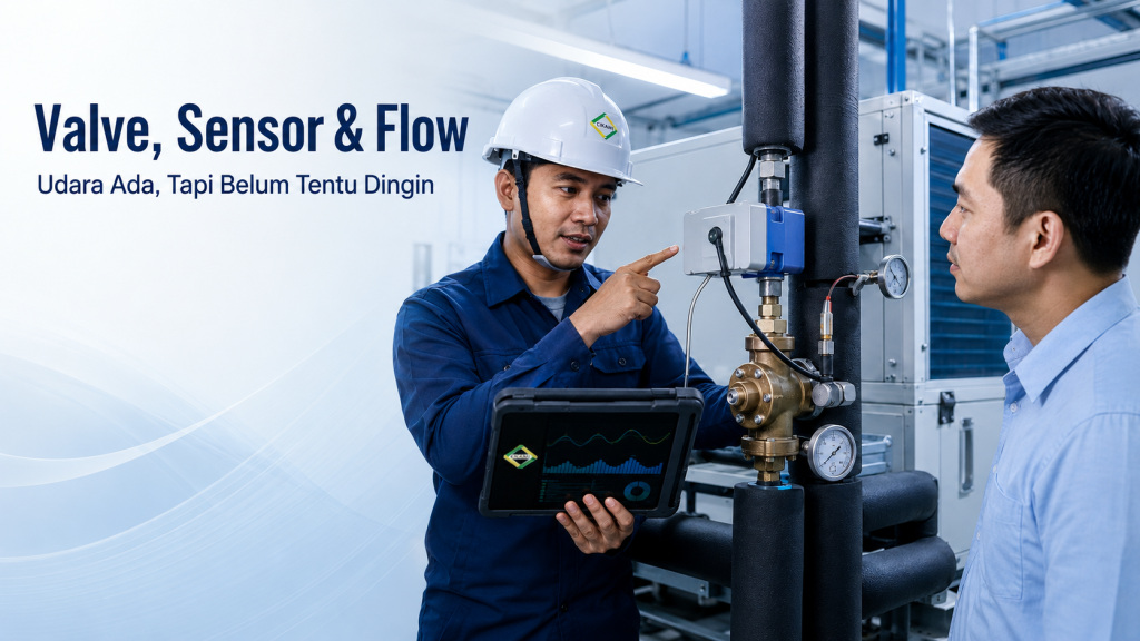 cek valve actuator sensor dan chilled water flow pada AHU dan FCU