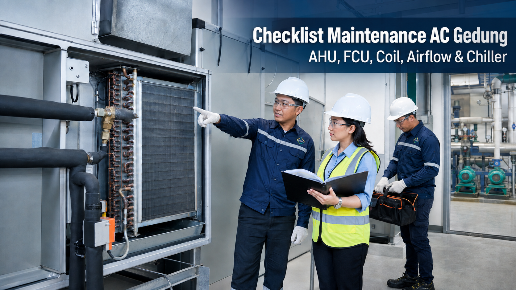 checklist maintenance AC gedung untuk cek AHU FCU coil airflow chiller sensor dan control system