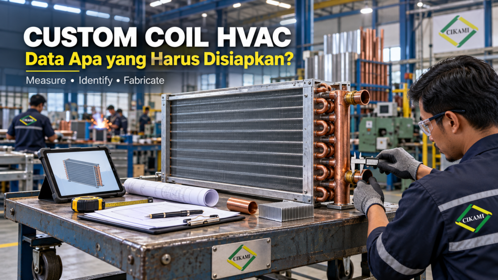custom coil HVAC sebelum fabrikasi dengan data existing dan pengukuran