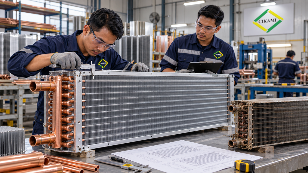 fabrikasi custom replacement evaporator coil AHU CIKAMI