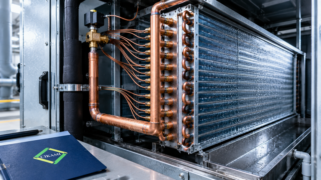 DX coil AHU dengan refrigerant distributor dan circuiting