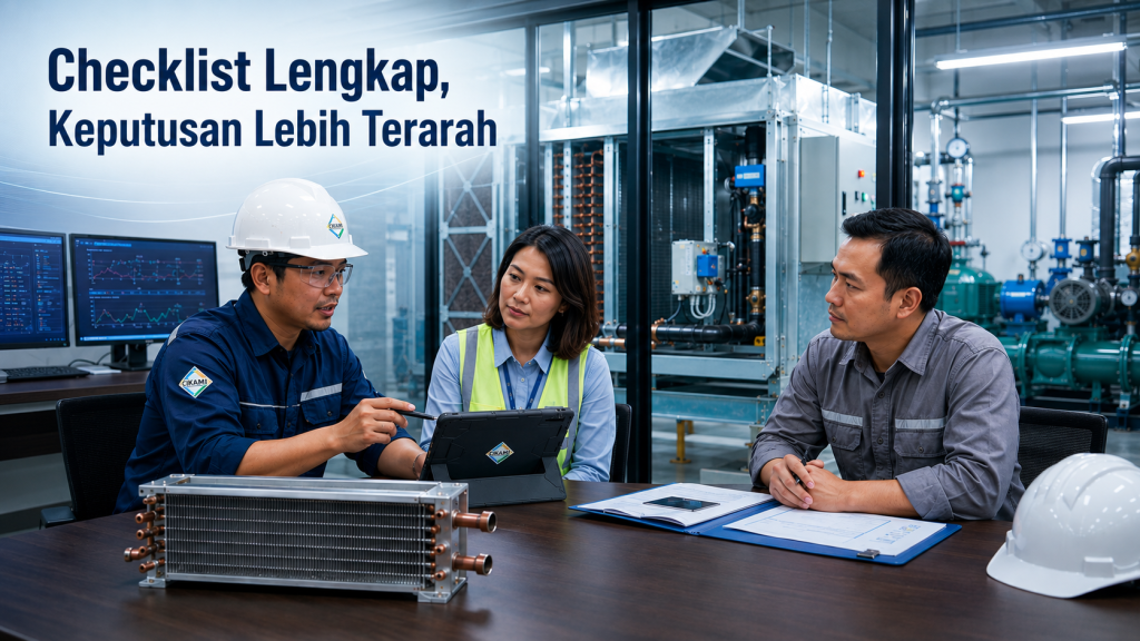 evaluasi checklist maintenance AC gedung CIKAMI untuk AHU FCU coil airflow chiller dan service contract