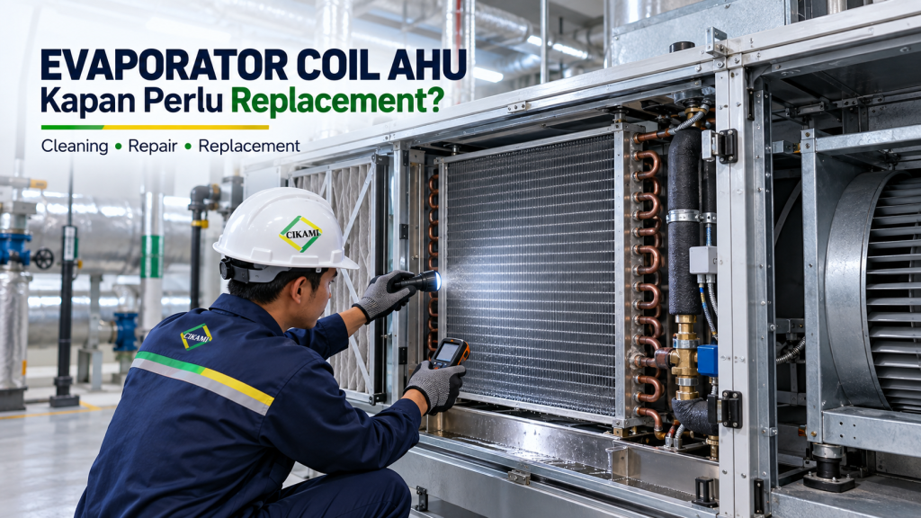evaporator coil AHU diperiksa sebelum repair atau replacement