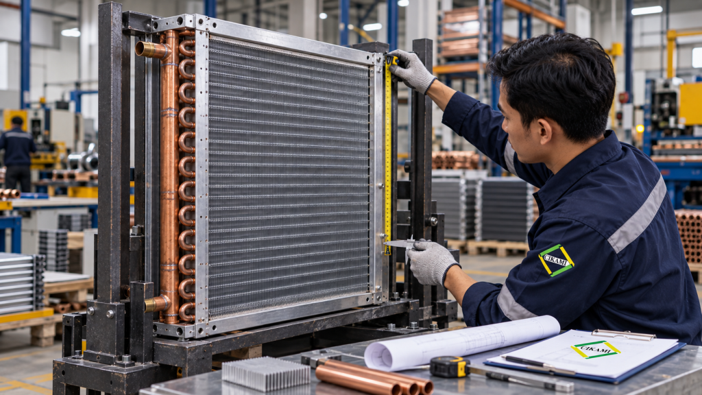 pengukuran dimensi custom coil HVAC pada inspection jig