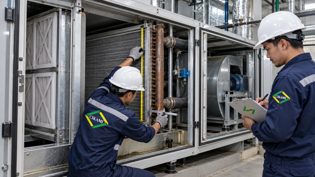 pengukuran existing cooling coil AHU untuk custom replacement coil